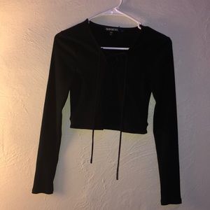 Black Long Sleeve with tie down the middle